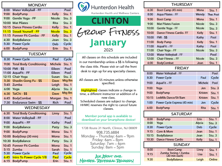 Clinton Group Fitness Schedule Jan25