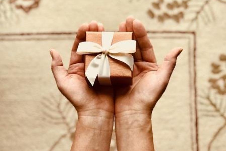 gift box in hands