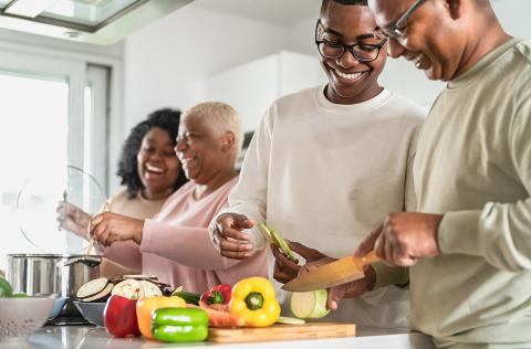 Family preparing a healthy meal