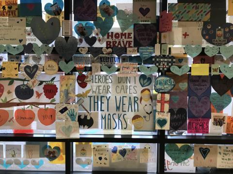 Wall of Accolades to hospital staff.