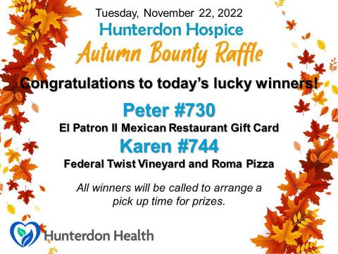 Hunterdon Hospice November 22nd Hospice winners